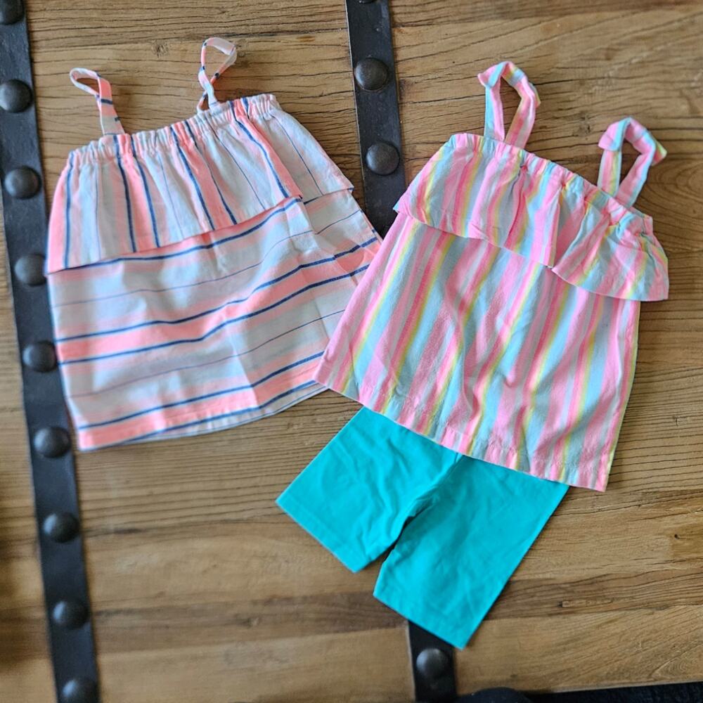 Carter's Girls Linen Summer Stripe Top and shorts bundle sz 5